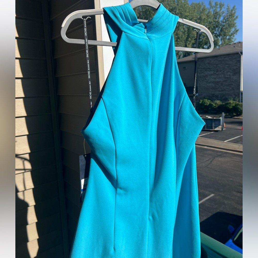 🆕🦋 Rachel Roy Aqua Blue Bodycon Midi Cocktail Dress M Wedding Party Evening - Picture 6 of 17